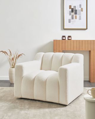 Fauteuil AGERUP Bouclé Blanc cassé