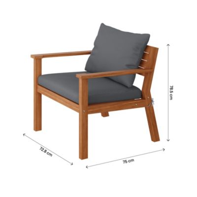 Fauteuil avec accoudoir denia GoodHome bois acacia vendu par 2