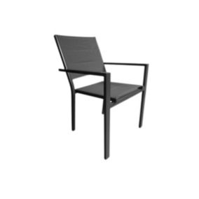 Fauteuil avec structure aluminium et textilène matelassé gris, empilable Ibiza anthracite - Jardiline