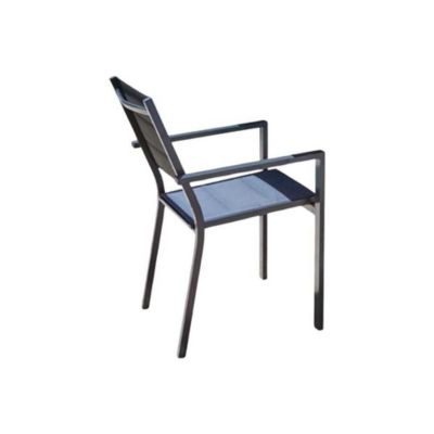 Fauteuil avec structure aluminium et textilène matelassé gris, empilable Ibiza anthracite - Jardiline