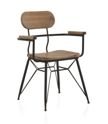 Fauteuil avec structure métallique et assise et dossier en bois