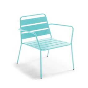 Fauteuil bas de jardin bleu turquoise Palavas  Oviala