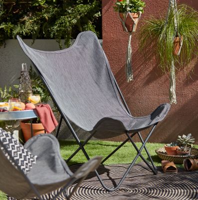 Fauteuil bas de jardin Blooma Mataso acier gris