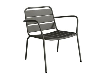 Fauteuil bas de jardin empilable en métal - Gris foncé - MIRMANDE de MYLIA