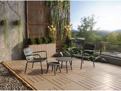 Fauteuil bas de jardin empilable en métal - Gris foncé - MIRMANDE de MYLIA