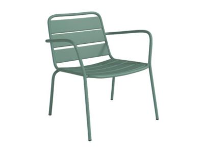 Fauteuil bas de jardin empilable en métal - Vert amande - MIRMANDE de MYLIA