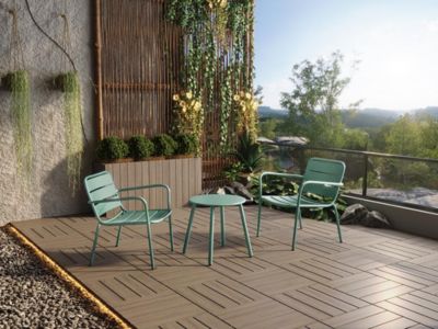 Fauteuil bas de jardin empilable en métal - Vert amande - MIRMANDE de MYLIA