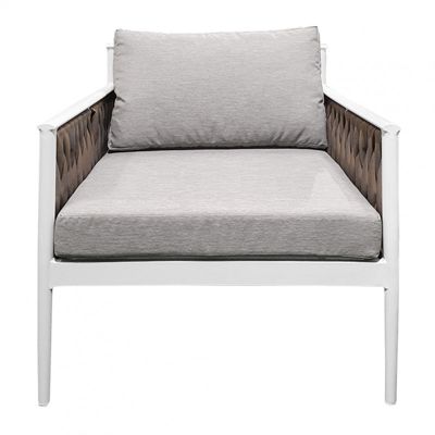 Fauteuil bas de jardin gris textilène tressé - CAMI