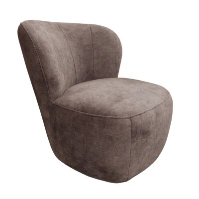 Fauteuil bas rond en velours marron avec dossier arrondi - MALLOW