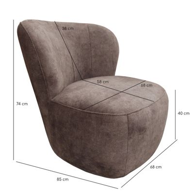 Fauteuil bas rond en velours marron avec dossier arrondi - MALLOW