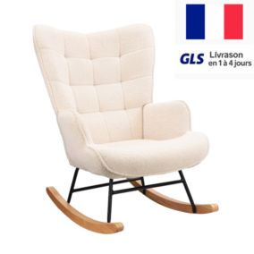 Fauteuil à Bascule Adulte - Chaise à Bascule d'extérieur Ergonomique - pour Salon - Beige