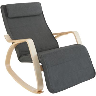 Fauteuil à bascule Avec des accoudoirs, cadre en bois de bouleau gris foncé