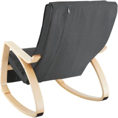 Fauteuil à bascule Avec des accoudoirs, cadre en bois de bouleau gris foncé