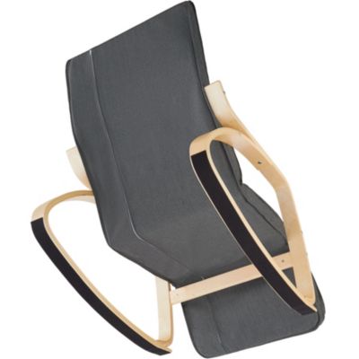 Fauteuil à bascule Avec des accoudoirs, cadre en bois de bouleau gris foncé