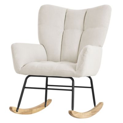 Fauteuil à bascule balançoire chaise de relaxation de salon beige aspect éponge