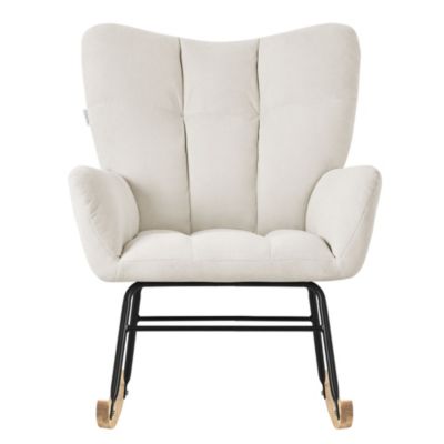 Fauteuil à bascule balançoire chaise de relaxation de salon beige aspect éponge