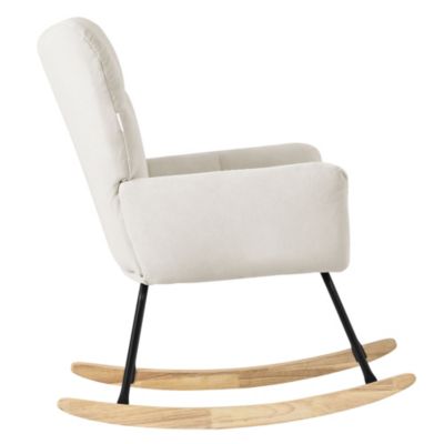 Fauteuil à bascule balançoire chaise de relaxation de salon beige aspect éponge