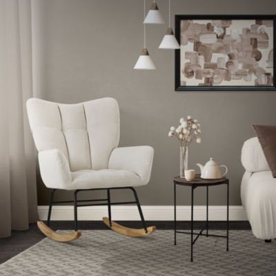 Fauteuil à bascule balançoire chaise de relaxation de salon beige aspect éponge