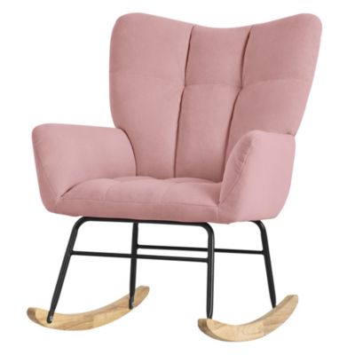 Fauteuil à bascule balançoire chaise de relaxation de salon rose aspect éponge