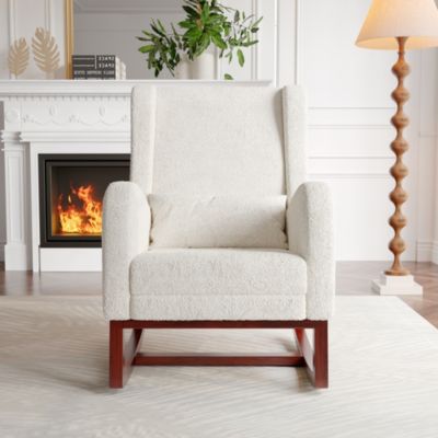 Fauteuil à bascule, Chaise à Bascule - Jambes Rétractable Chaise - Blanc