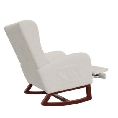 Fauteuil à bascule, Chaise à Bascule - Jambes Rétractable Chaise - Blanc