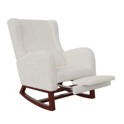 Fauteuil à bascule, Chaise à Bascule - Jambes Rétractable Chaise - Blanc