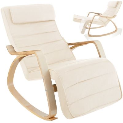 Fauteuil à bascule confortable design élégant beige avec repose-pieds réglable 5 positions