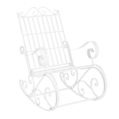 Fauteuil à Bascule de Jardin Vintage Geraldton Métal 92x59x90 cm Blanc en.casa