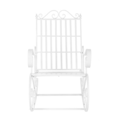 Fauteuil à Bascule de Jardin Vintage Geraldton Métal 92x59x90 cm Blanc en.casa