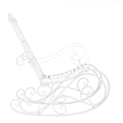 Fauteuil à Bascule de Jardin Vintage Geraldton Métal 92x59x90 cm Blanc en.casa