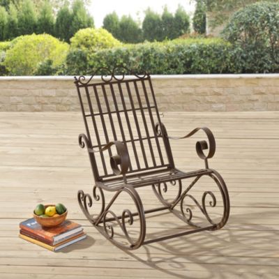 Fauteuil à Bascule de Jardin Vintage Geraldton Métal 92x59x90 cm Bronze en.casa