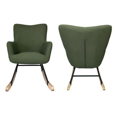 Fauteuil à bascule en tissu boucle vert kaki KAIRA - HAPPY GARDEN