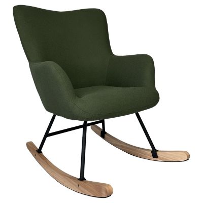 Fauteuil à bascule en tissu boucle vert kaki KAIRA - HAPPY GARDEN