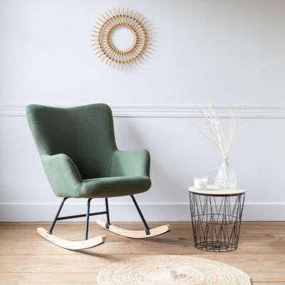 Fauteuil à bascule en tissu boucle vert kaki KAIRA - HAPPY GARDEN