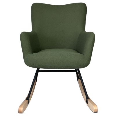Fauteuil à bascule en tissu boucle vert kaki KAIRA - HAPPY GARDEN