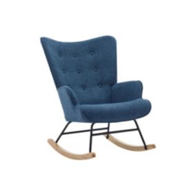 Fauteuil à bascule en tissu chiné bleu ELMINA II