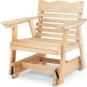 Fauteuil à Bascule Extérieur en Bois de Sapin Massif Chaise Berçante Charge 150 KG 80 x81x87 CM