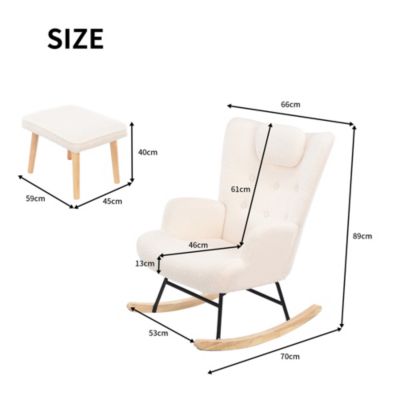 Fauteuil à bascule, fauteuil à bascule en peluche douce Teddy, appuie-tête et repose-pieds