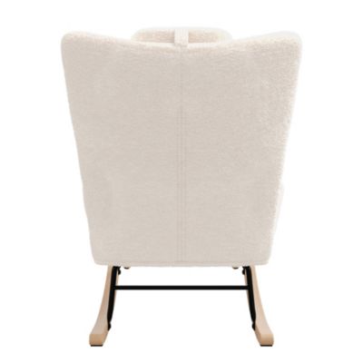 Fauteuil à bascule, fauteuil à bascule en peluche douce Teddy, appuie-tête et repose-pieds