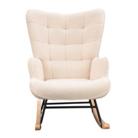 Fauteuil à Bascule,Fauteuil d'allaitement rembourré,pour Salon,Chambre à Coucher,Charge maximale,130 kg ,Beige,75 x 68 x 92 cm