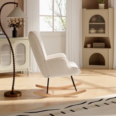 Fauteuil à Bascule,Fauteuil d'allaitement rembourré,pour Salon,Chambre à Coucher,Charge maximale,130 kg ,Beige,75 x 68 x 92 cm