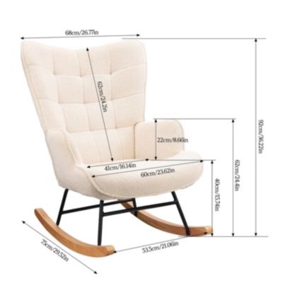 Fauteuil à Bascule,Fauteuil d'allaitement rembourré,pour Salon,Chambre à Coucher,Charge maximale,130 kg ,Beige,75 x 68 x 92 cm