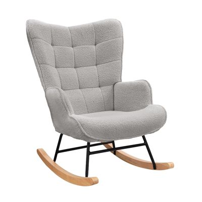 Fauteuil à Bascule,Fauteuil d'allaitement rembourré,pour Salon,Chambre à Coucher,Charge maximale,130 kg ,Gris,75 x 68 x 92 cm