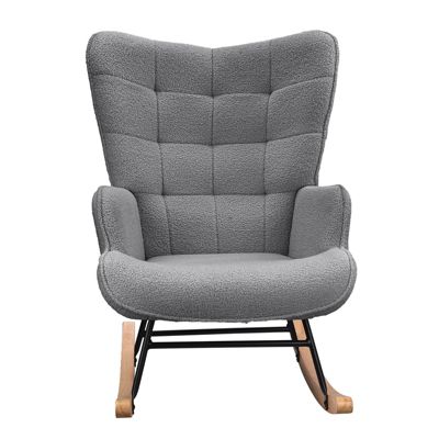 Fauteuil à Bascule,Fauteuil d'allaitement rembourré,pour Salon,Chambre à Coucher,Charge maximale,130 kg,Gris foncé,75 x 68 x 92 cm
