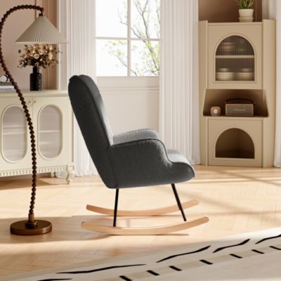 Fauteuil à Bascule,Fauteuil d'allaitement rembourré,pour Salon,Chambre à Coucher,Charge maximale,130 kg,Gris foncé,75 x 68 x 92 cm