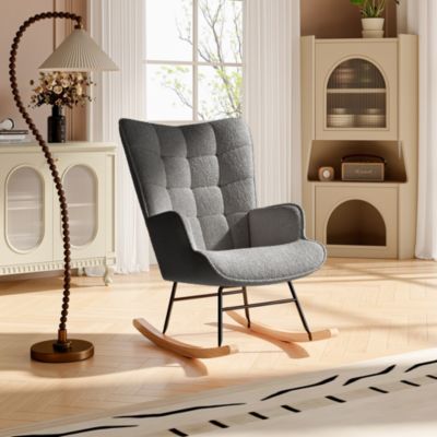 Fauteuil à Bascule,Fauteuil d'allaitement rembourré,pour Salon,Chambre à Coucher,Charge maximale,130 kg,Gris foncé,75 x 68 x 92 cm