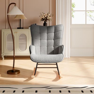 Fauteuil à Bascule,Fauteuil d'allaitement rembourré,pour Salon,Chambre à Coucher,Charge maximale,130 kg,Gris foncé,75 x 68 x 92 cm