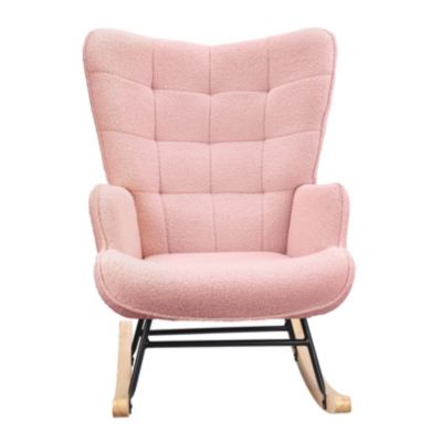 Fauteuil à Bascule,Fauteuil d'allaitement rembourré,pour Salon,Chambre à Coucher,Charge maximale,130 kg ,rose,75 x 68 x 92 cm
