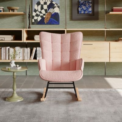 Fauteuil à Bascule,Fauteuil d'allaitement rembourré,pour Salon,Chambre à Coucher,Charge maximale,130 kg ,rose,75 x 68 x 92 cm