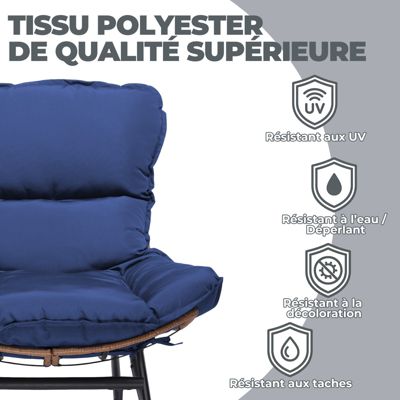 Fauteuil à Bascule, Fauteuil de Relaxation, Structure en Acier, Repose-Pieds Extensible, Coussin Amovible, Charge maximale 136 kg